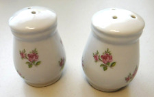 Vintage Salt & Pepper Shakers - Red Roses on White Ceramic VG condition picture