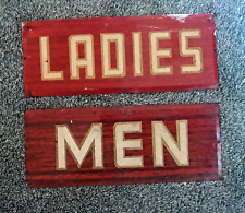 Vintage Restroom Tin Sign  Gas Station Reflective All Original Ladies and Men picture