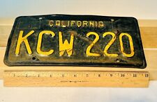 Vintage 1963 California Black License Plate KCW 220 Original Paint; Bullet Hole picture
