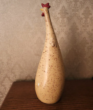 Vintage Ceramic Art Studio Tan/Yellow Maroon Speckled Chicken Figurine Cute picture