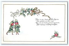 c1910's Christmas Holly Berries Sprite Mistletoe Unposted Antique Postcard picture