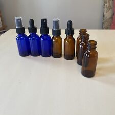 Amber & Blue Glass Oil Bottles 3”-4” Small- Preowned. picture