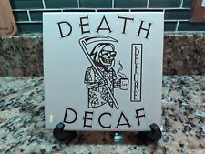 Coffee Sign Ceramic Tile Death Before Decaf Kitchen Decor picture
