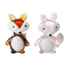 2Pcs Color Crystal Fox Figurine Collectible Glass Cute Animal Ornament Gift picture