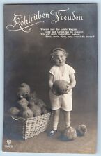 Germany Postcard RPPC Photo Cute Little Kid With Turnip Delights c1910's Antique picture