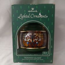 HALLMARK LIGHTED ORNAMENT Vintage Christmas Holiday Stained Glass 1984 IN BOX  picture