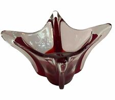 Mid-Century Venetian Art Glass Murano Style  Red Pulled Glass Bowl CHRISTMAS picture