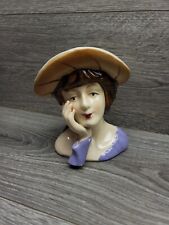 Vtg Head Bust Figurine 1940's Woman Ceramic  picture
