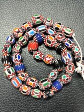 Vintage Venetian Multi Color Chevron African Trade Glass Beads Strand picture