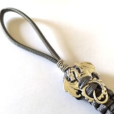 550 Paracord Knife Lanyard Steel Gray With Silver Colored Metal Dragon And Bead picture