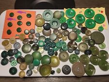 Estate Lot Of Green Buttons Assorted Styles And Shapes 110 For Sewing Or Crafts  picture