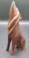 Vintage MCM Carved Solid Wood Standing Wolf Howling Figurine picture