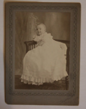 Antique Cabinet Card Photograph Baby Leaning Hidden Mother Long Lace Gown NY picture