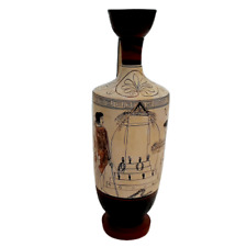 Attic white ground lekythos 30cm,Visit to a grave,Greek Pottery Museum Replicas picture