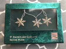 NEW LUNT Silversmiths CH1122 9 feet Silver Plated Snowflake Garland 740495450781 picture
