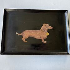 Vintage Charming Couroc Of Monterey Large Tray 15x10- Dachshund Dog picture