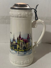 BUDAPEST, HUNGARY  VOJDAHUNYAD CASTLE COPPER LIDDED CERAMIC BEER STEIN picture