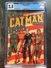 CATMAN COMICS #27 CGC GD+ 2.5; OW; LB Cole WWII flag cvr; origin Kitten retold picture