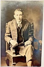 RPPC c1905 YOUNG MAN ON CHAIR Portrait Postcard To Emma From John C2 picture