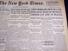 1945 MAY 28 NEW YORK TIMES - SHIPS BOMBARD OKINAWA FOE - NT 666 picture