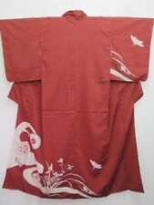 8178B2 Silk Vintage Japanese Kimono Robe Dress Wave Omeshi Tall picture