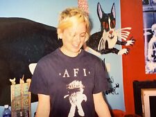 (AeE) FOUND PHOTO Photograph 1980's Punk Woman Pierced Lip A.F.I. Shirt picture