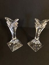 Two Mikasa Tulip Lead Crystal Candleholders 5 1/2” Tall Art Deco Style picture