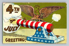 1909. 4TH OF JULY. PATRIOTIC CANON. POSTCARD. RR14 picture