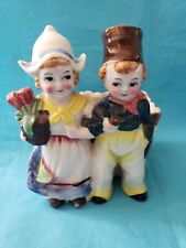 Vintage PLANTER Dutch Girl And Boy Tulips picture