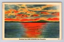 Lake Sunapee NH-New Hampshire, Scenic Greetings, Water Antique Vintage Postcard picture