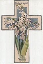 c1912 Joyful Easter Die Cut Cross Embossed Raphael Tuck Card picture