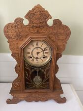 Antique Waterbury Forum Oak Kitchen Clock original parts & key 1909-1910 picture