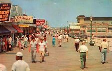 1958 NEW JERSEY POSTCARD: PIZZERIA, BOARDWALK FROM ROBERTS AVE. WILDWOOD, NJ picture