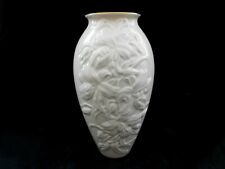 Luxurious Lenox USA Fine Ivory Lily Embossed Vase Gold Trim 9 1/4