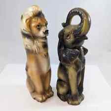 Vintage Lion & Elephant Chalkware Statues picture