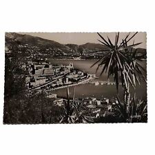 Monte Carlo Monaco Postcard Posted Stamp 1957 RPPC Real Photo Palm Trees Sea picture