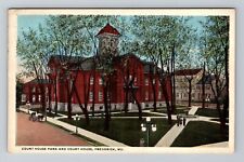 Frederick MD-Maryland, Courthouse And Court House Park, Vintage c1927 Postcard picture