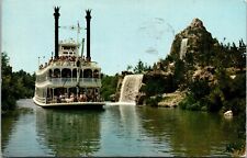1961 Disneyland Mark Twain Steamboat Cascade Peak Waterfall Anaheim CA Postcard picture