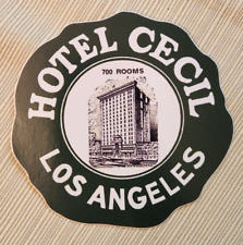 Hotel Cecil Los Angeles, CA Vinyl Die-Cut Peel & Stick Luggage Label/ Sticker picture