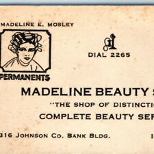 c1930s Iowa City, IA Madeline Beauty Salon Hair Blotter Business Card Styling C5 picture