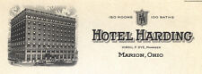 HOTEL LETTERHEAD HARDING MARION OHIO VINTAGE 1920 6X9.5