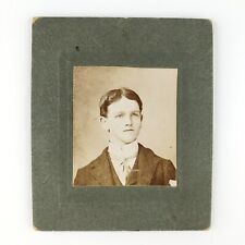 Middle-Parted Young Man Photo c1892 Antique Card-Mounted Small Portrait D1791 picture