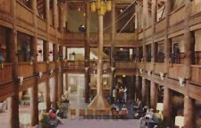 Lobby of The Many Glacier Hotel National Park Montana Chrome Vintage Postcard picture
