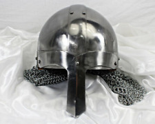 Medieval Steel Viking Nasal Helmet with Chainmail ~ Hand-Forged knight Battle picture