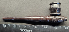6” Black Rosewood Hand Smoking Pipe w/ Carb - Easy to clean HANDMADE w/ Screens picture