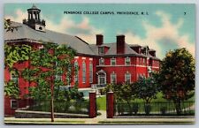 Pembroke College Campus Providence RI C1940s Linen Postcard V11 picture