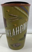 Starbucks Oklahoma Ceramic Double Wall Coffee Tumbler Travel Cup w/ Lid Green picture