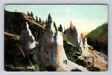Banff Alberta-Canada, The Hoodoos, Antique, Vintage Souvenir Postcard picture