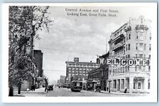 Great Falls Montana MT Postcard Central Avenue First Street Looking East 1940 picture