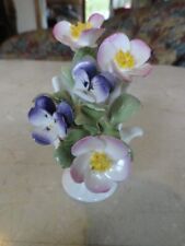 Vintage Healacraft Fine Bone Chine England White Vase Pink & Purple Flowers picture